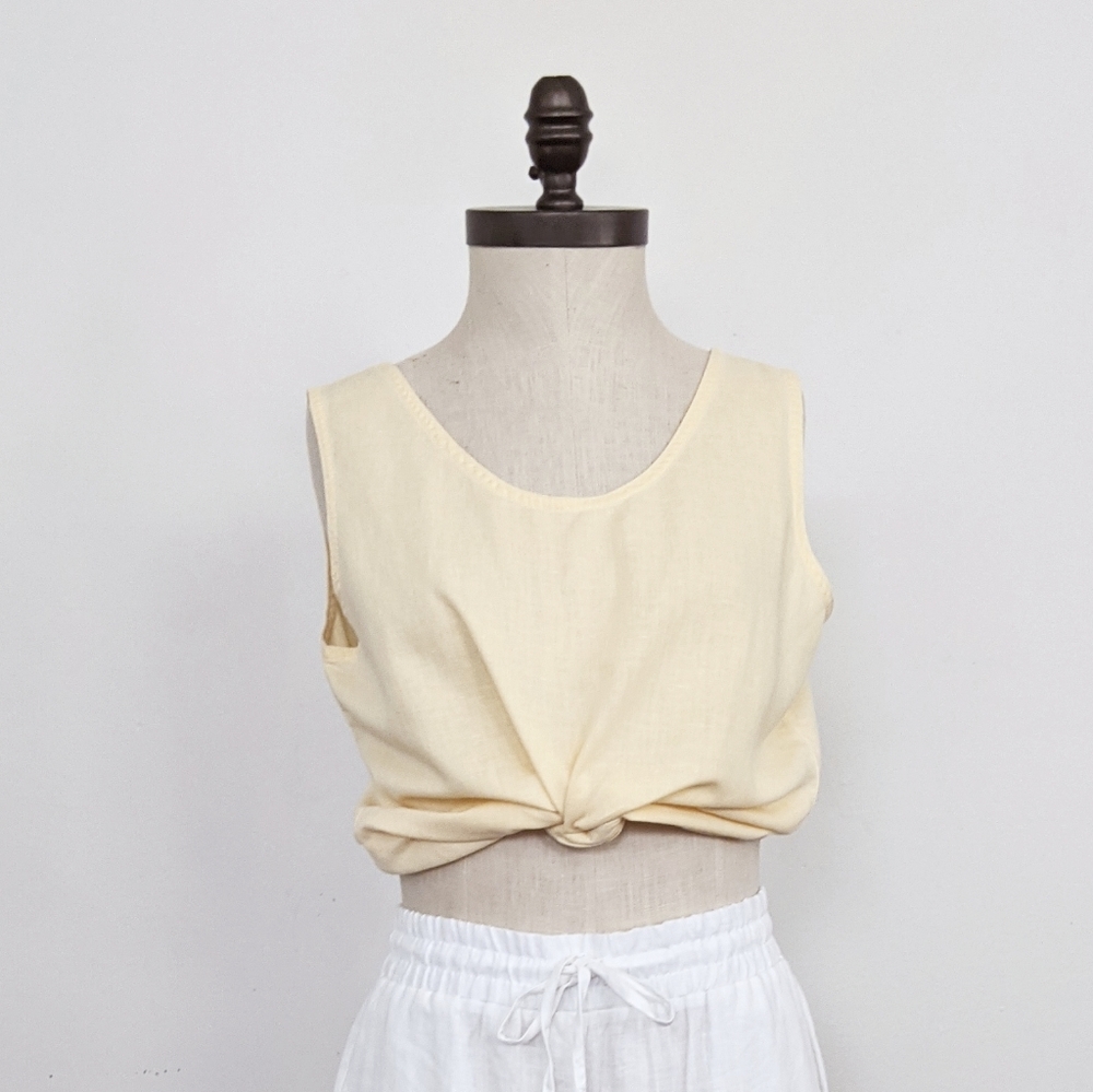 Butter Yellow Vintage Linen Boxy Tank